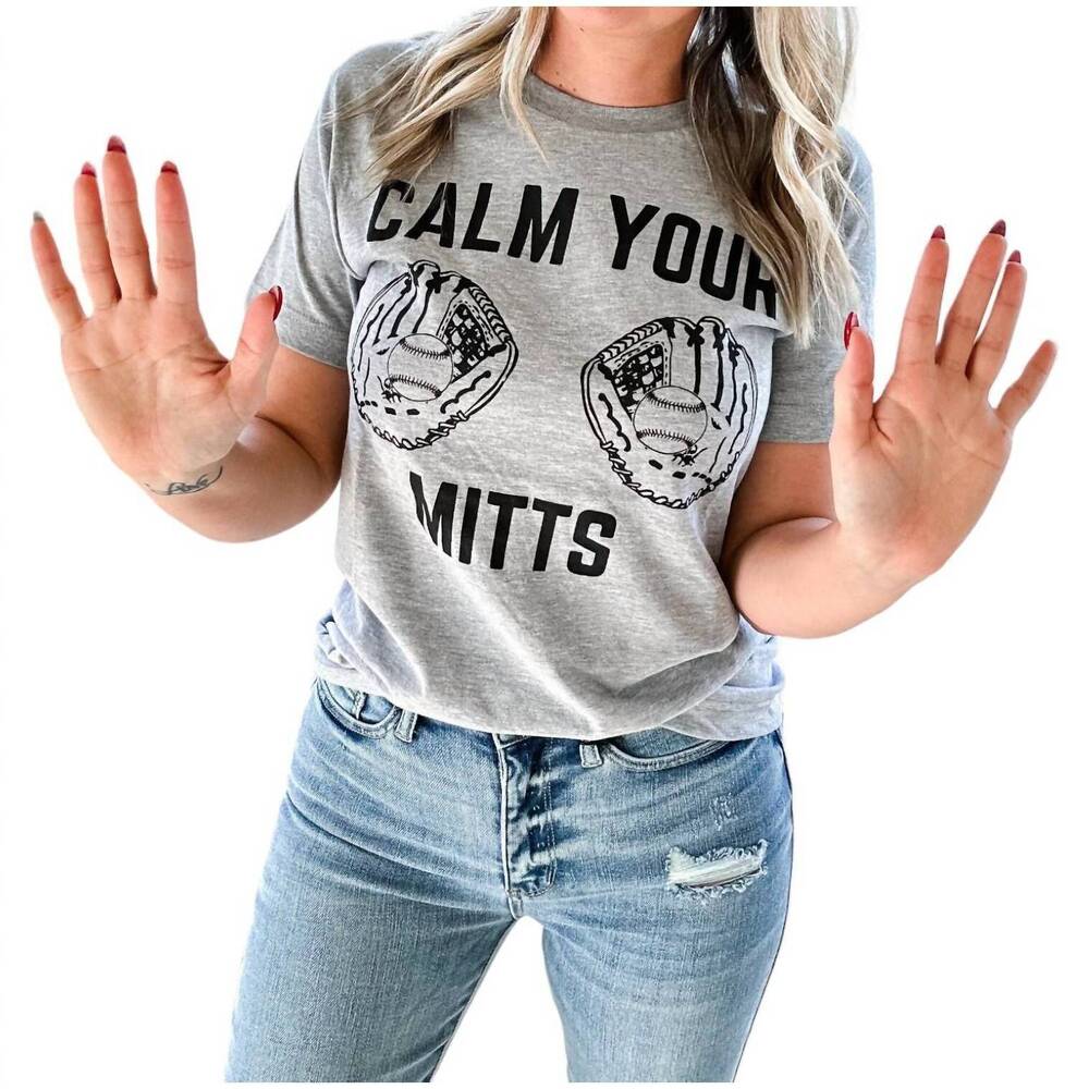 NEW FOX & OWL APPAREL calm your mitts baseball tee in grey